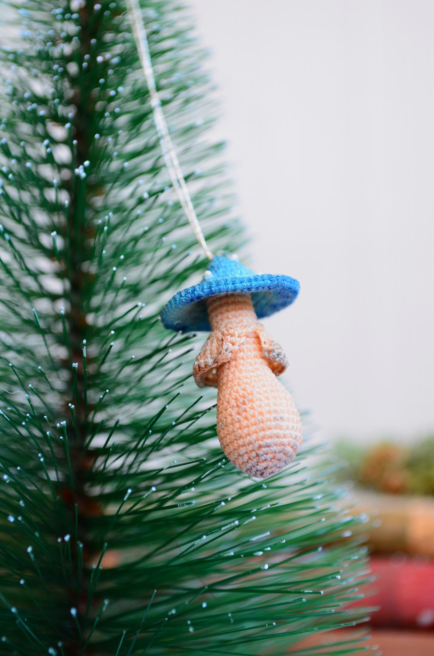 Crocheted Christmas Hanging Mushroom Ornament - By Tiny Bells of the Prairie