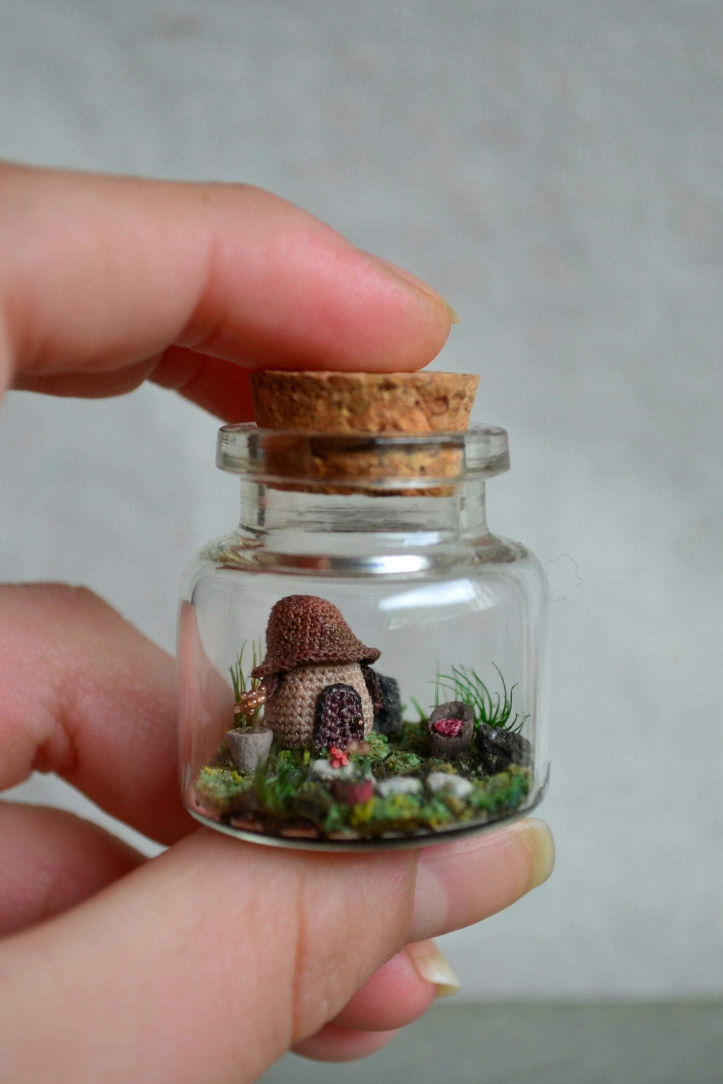 Tiny Mushroom House Scene - OOAK - By Tiny Bells of the Prairie
