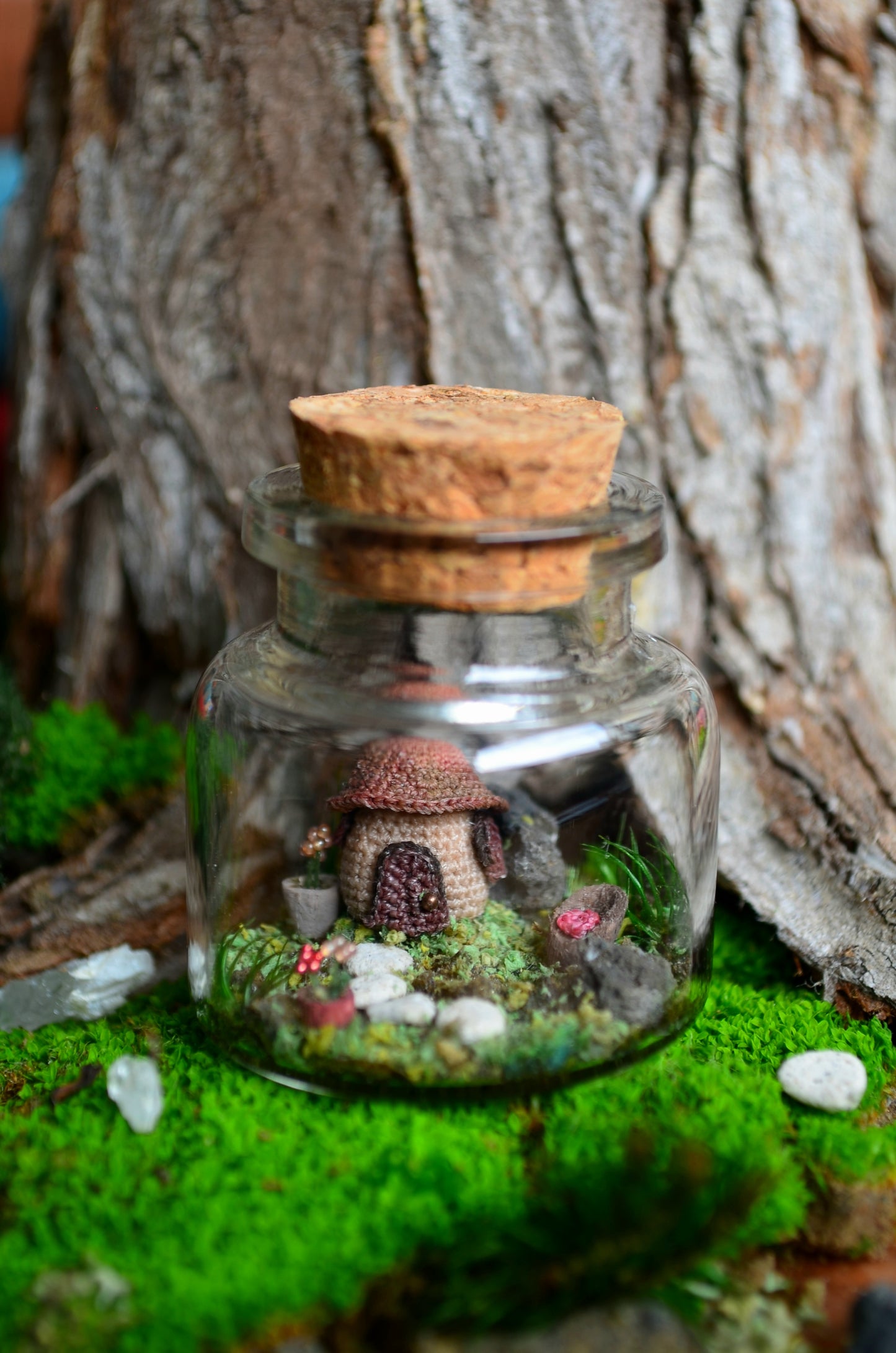 Tiny Mushroom House Scene - OOAK - By Tiny Bells of the Prairie