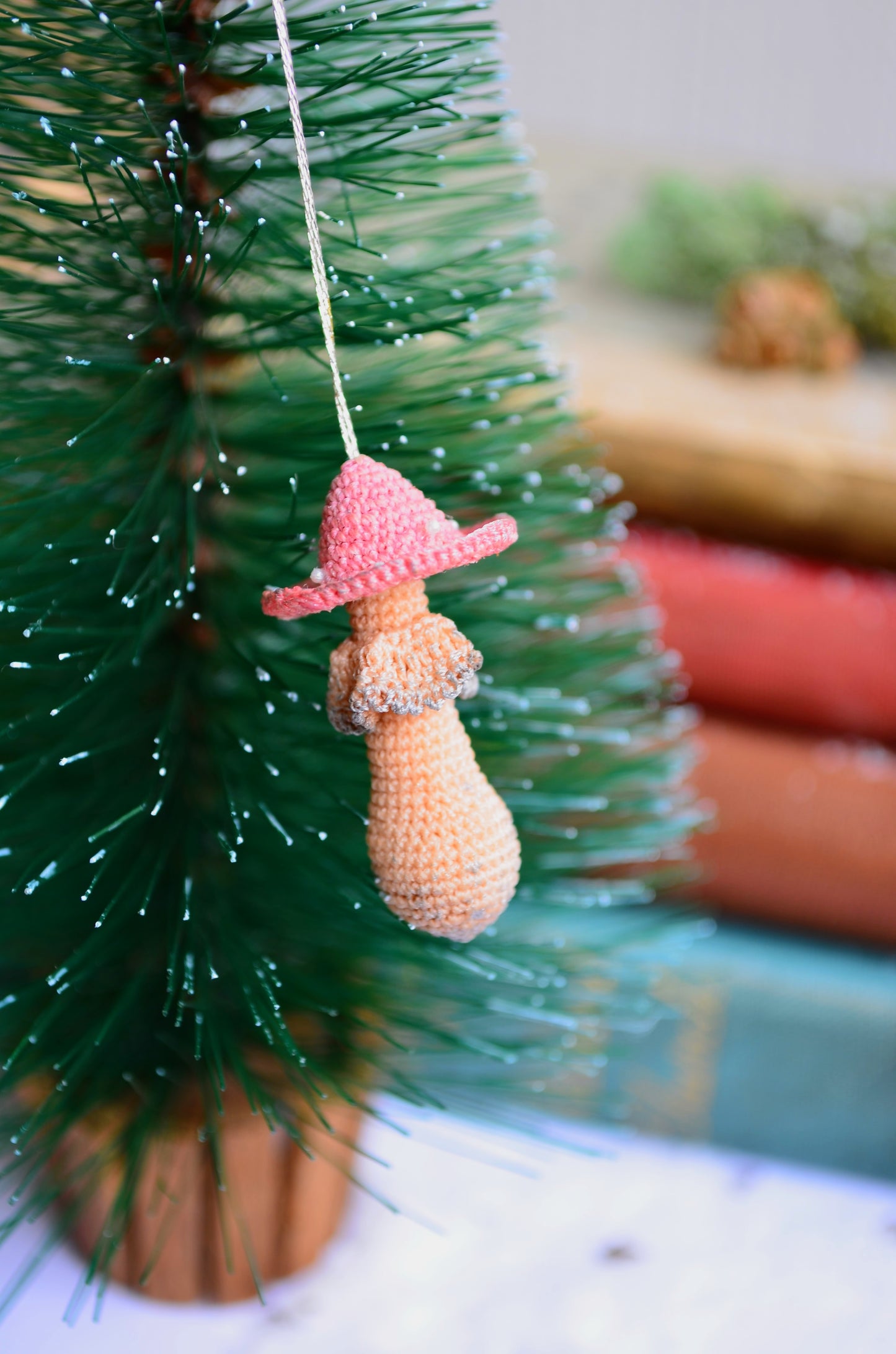 Crocheted Christmas Hanging Mushroom Ornament - By Tiny Bells of the Prairie