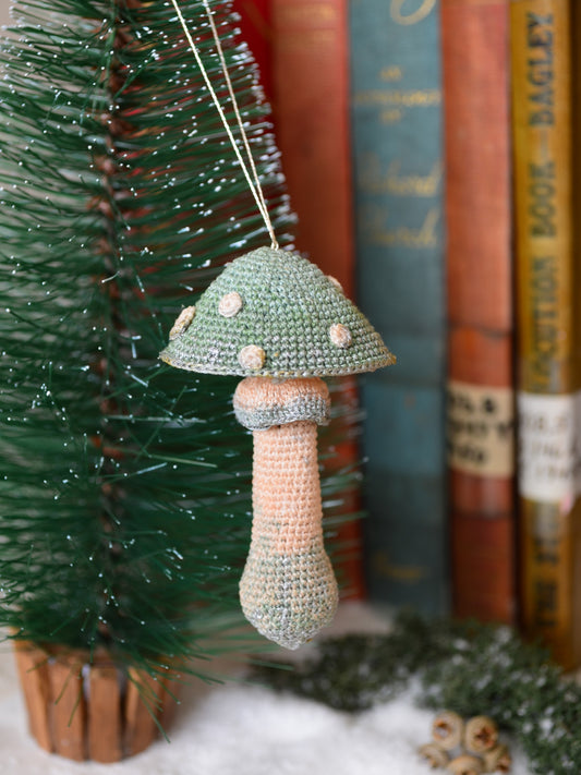 Crocheted Christmas Hanging Mushroom Ornament  - By Tiny Bells of the Prairie