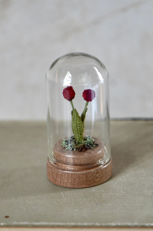 Hancrocheted Tiny Red Tulip Flower