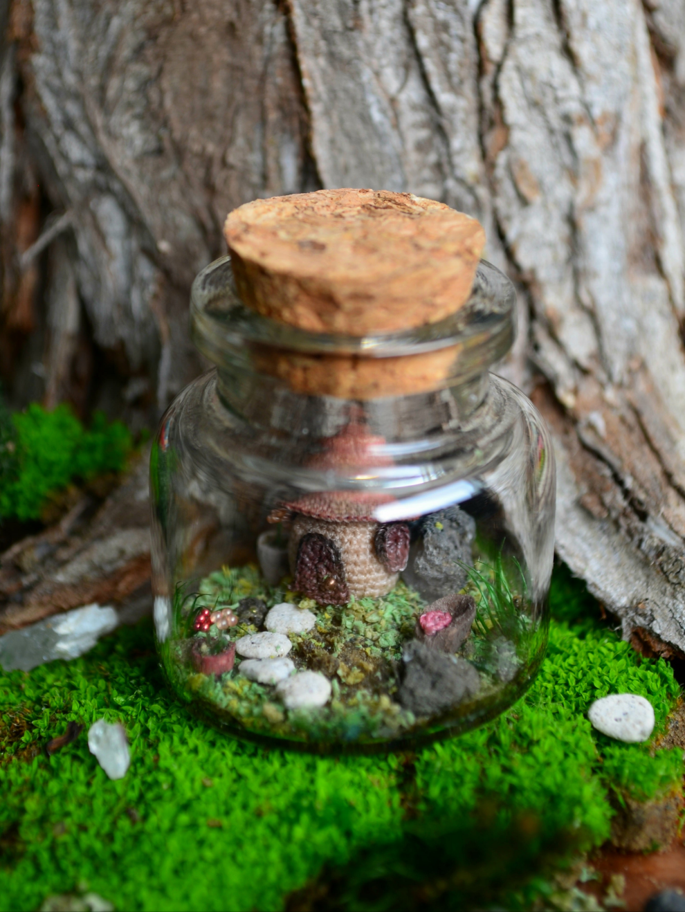 Tiny Mushroom House Scene - OOAK - By Tiny Bells of the Prairie