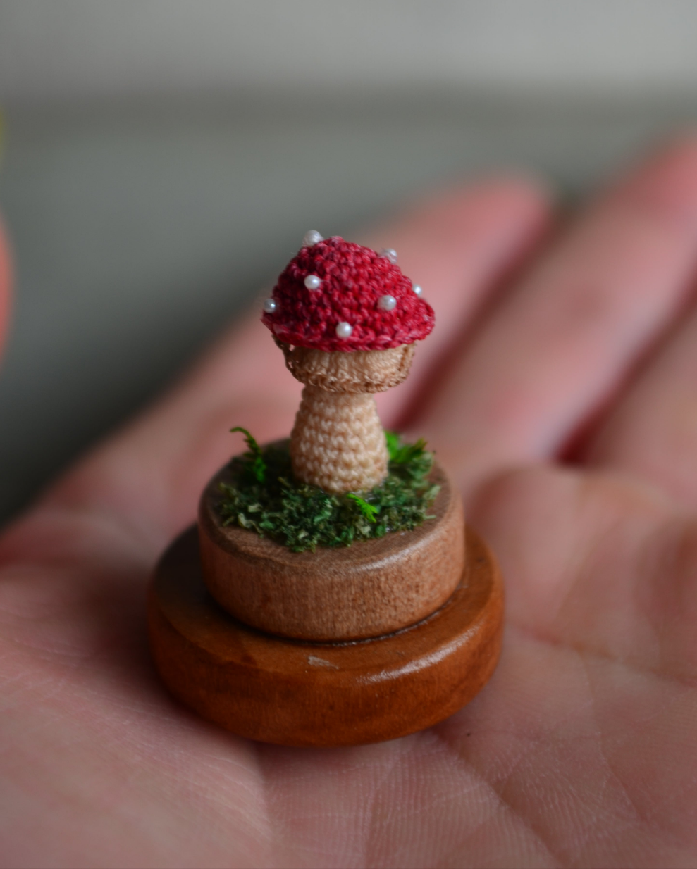 Hancrocheted Tiny Mushroom - By Tiny Bells of the Prairie