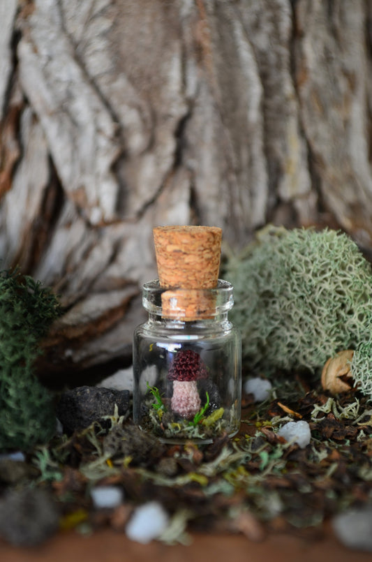 Hancrocheted Tiny Tiny Mushroom - By Tiny Bells of the Prairie