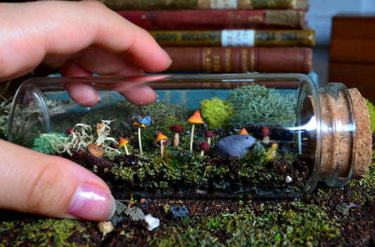 Miniature Woodland Scene: Mossy Mushrooms