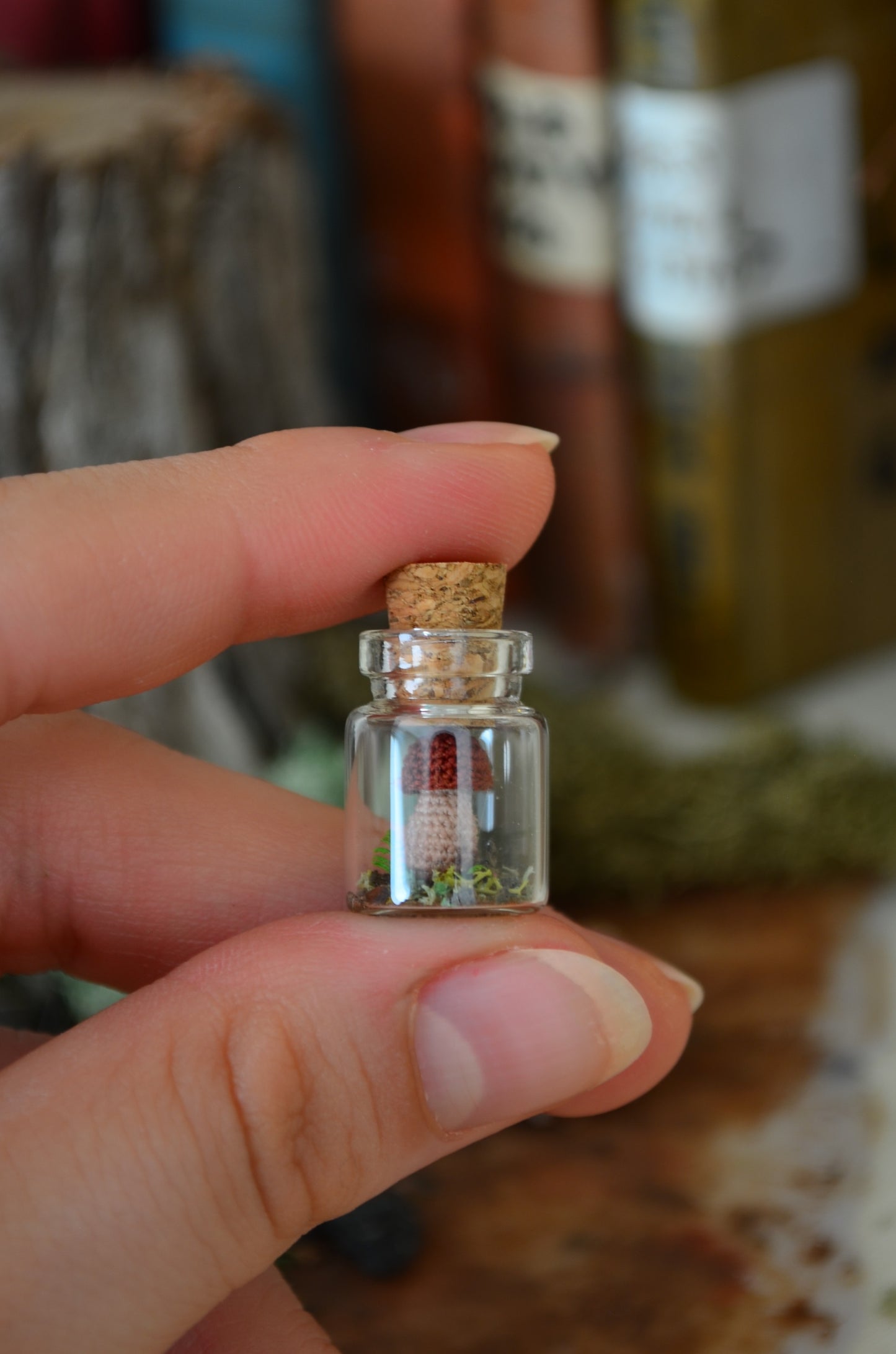 Hancrocheted Tiny Tiny Mushroom - By Tiny Bells of the Prairie