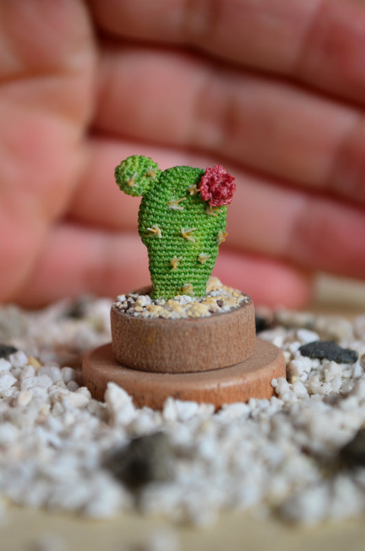 Tiny Opuntia Cactus – Micro Crochet - by Tiny bells of the prairie