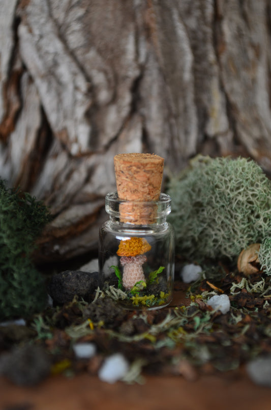 Hancrocheted Tiny Tiny Mushroom - By Tiny Bells of the Prairie